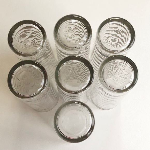 VTG Set 7 Libbey "Element" Tom Collins Ice Tea Glasses Diagonal Silver Stripes - Picture 3 of 12